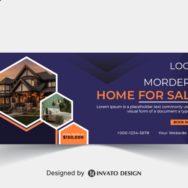 Free real estate social media banner design template in vector format, featuring modern layouts and professional branding elements.