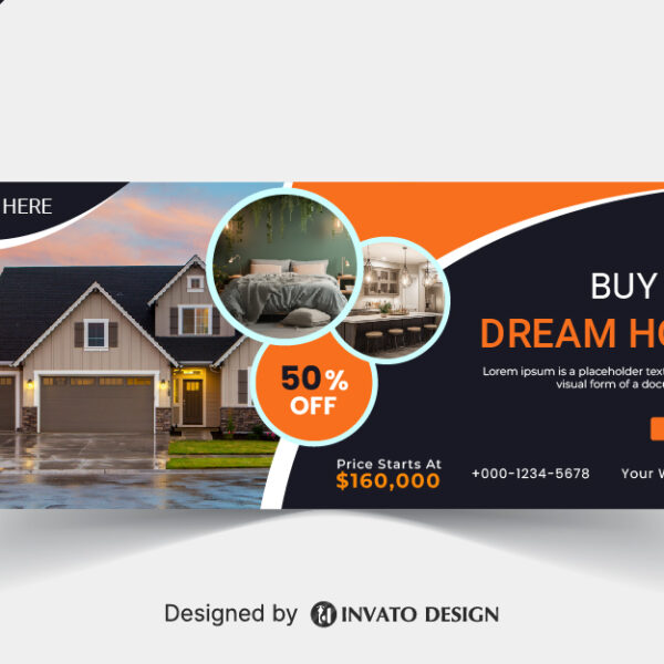 Free real estate social media banner design template in vector format, featuring modern layouts and professional branding elements.