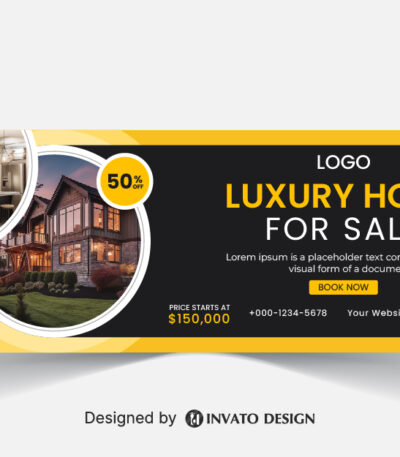 Free real estate social media banner design template in vector format, featuring modern layouts and professional branding elements.