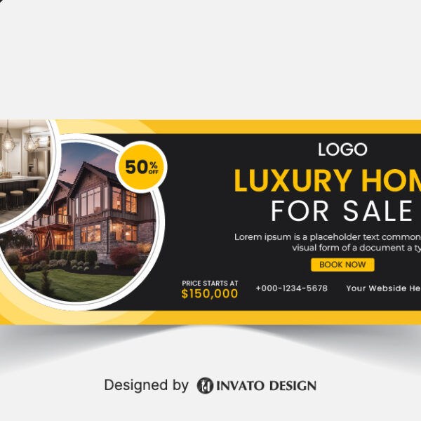 Free real estate social media banner design template in vector format, featuring modern layouts and professional branding elements.