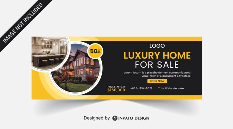 Free real estate social media banner design template in vector format, featuring modern layouts and professional branding elements.