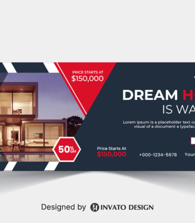 Free real estate social media banner design template in vector format, featuring modern layouts and professional branding elements.