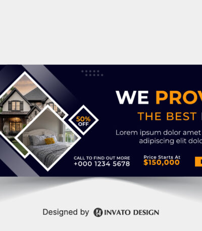 Free real estate social media banner design template in vector format, featuring modern layouts and professional branding elements.