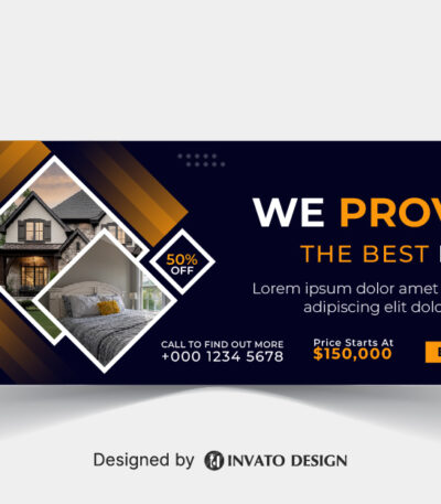 Free real estate social media banner design template in vector format, featuring modern layouts and professional branding elements.