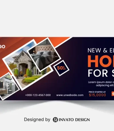 Free real estate social media banner design template in vector format, featuring modern layouts and professional branding elements.