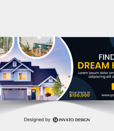 Free real estate social media banner design template in vector format, featuring modern layouts and professional branding elements.