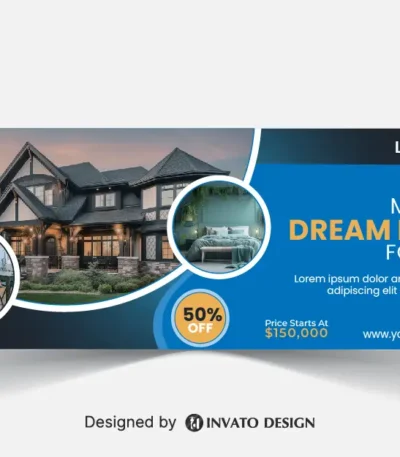 Free real estate social media banner design template in vector format, featuring modern layouts and professional branding elements.