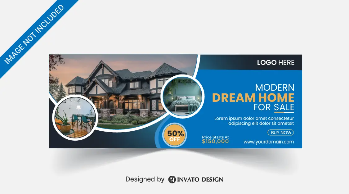 Free real estate social media banner design template in vector format, featuring modern layouts and professional branding elements.