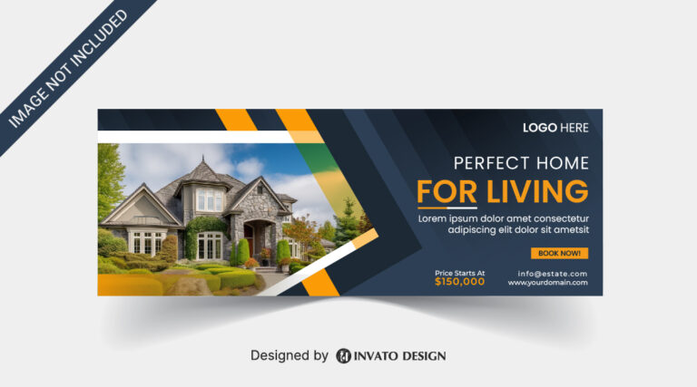 Free real estate social media banner design template in vector format, featuring modern layouts and professional branding elements.