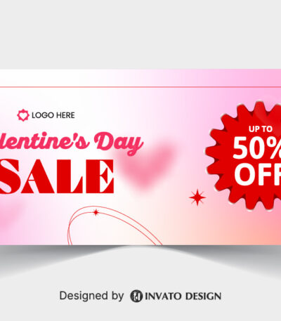 Free Valentine’s Day social media banner template in vector format featuring romantic designs, customizable text, and professional visuals for digital platforms