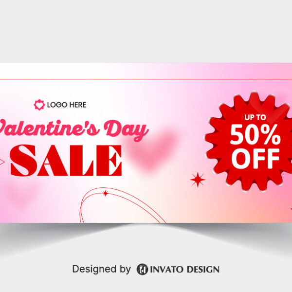 Free Valentine’s Day social media banner template in vector format featuring romantic designs, customizable text, and professional visuals for digital platforms