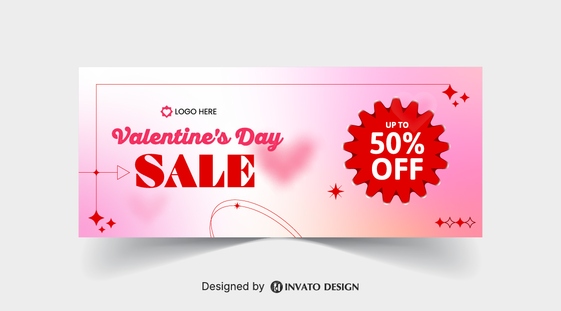 Free Valentine’s Day social media banner template in vector format featuring romantic designs, customizable text, and professional visuals for digital platforms