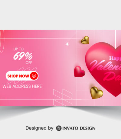 Free Valentine’s Day social media banner template in vector format featuring romantic designs, customizable text, and professional visuals for digital platforms