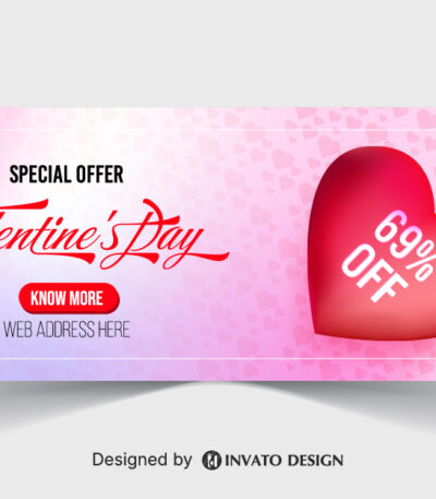 Free Valentine’s Day social media banner template in vector format featuring romantic designs, customizable text, and professional visuals for digital platforms