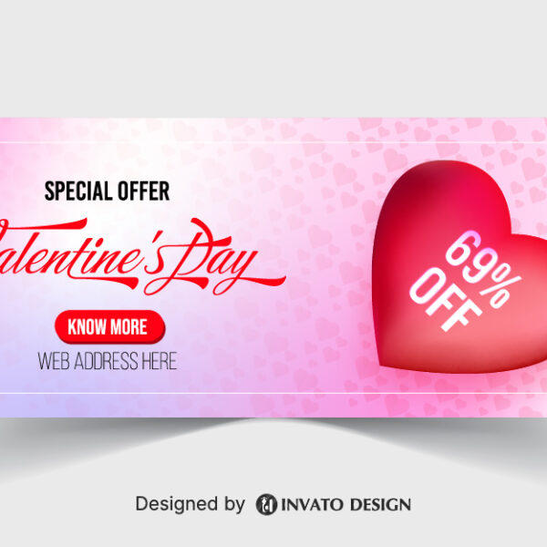 Free Valentine’s Day social media banner template in vector format featuring romantic designs, customizable text, and professional visuals for digital platforms