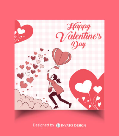 Free Valentine’s Day social media post template in vector format featuring romantic designs, customizable elements, and professional visuals for heartfelt messages