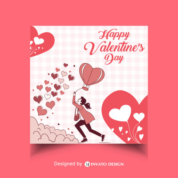 Free Valentine’s Day social media post template in vector format featuring romantic designs, customizable elements, and professional visuals for heartfelt messages