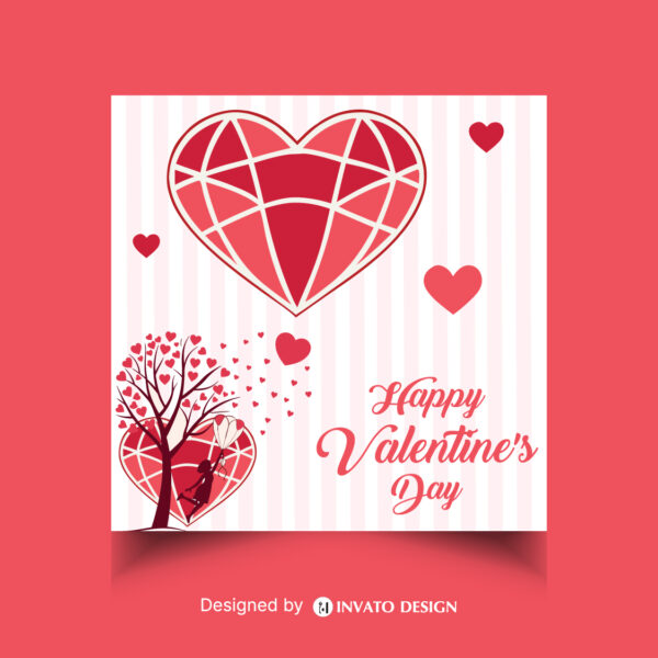 Free Valentine’s Day social media post template in vector format featuring romantic designs, customizable elements, and professional visuals for heartfelt messages