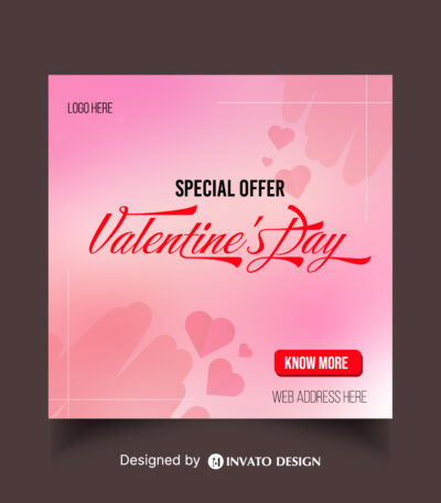 Free Valentine’s Day social media post template in vector format featuring romantic designs, customizable elements, and professional visuals for heartfelt messages.