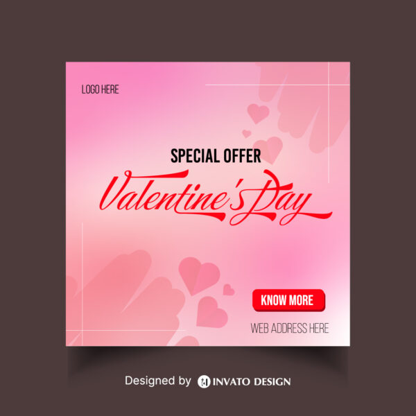 Free Valentine’s Day social media post template in vector format featuring romantic designs, customizable elements, and professional visuals for heartfelt messages.