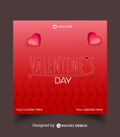 Free Valentine’s Day social media post template in vector format featuring romantic designs, customizable elements, and professional visuals for heartfelt messages.