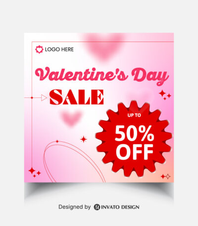 Free Valentine’s Day social media post template in vector format featuring romantic designs, customizable elements, and professional visuals for heartfelt messages