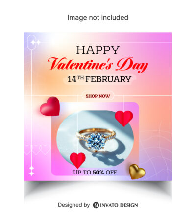 Free Valentine’s Day social media post template in vector format featuring romantic designs, customizable elements, and professional visuals for heartfelt messages