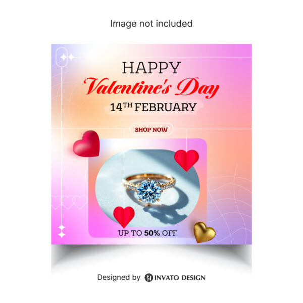 Free Valentine’s Day social media post template in vector format featuring romantic designs, customizable elements, and professional visuals for heartfelt messages