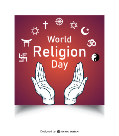 Free World Religion Day social media post template in vector format with harmonious designs, customizable colors, and professional visuals for promoting unity and peace.