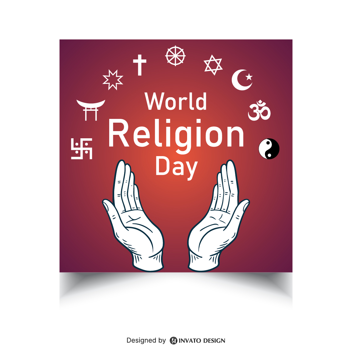 Free World Religion Day social media post template in vector format with harmonious designs, customizable colors, and professional visuals for promoting unity and peace.