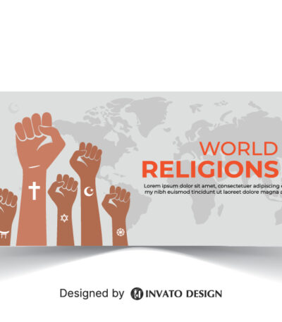 Free World Religion Day social media banner template in vector format featuring harmonious designs, customizable elements, and professional visuals for promoting unity.