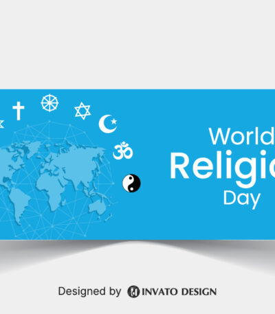 Free World Religion Day social media banner template in vector format featuring harmonious designs, customizable elements, and professional visuals for promoting unity.