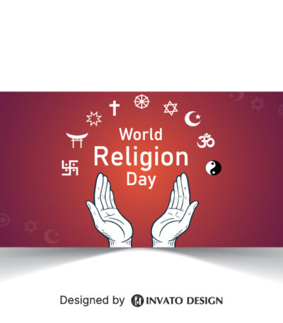 Free World Religion Day social media banner template in vector format featuring harmonious designs, customizable elements, and professional visuals for promoting unity.