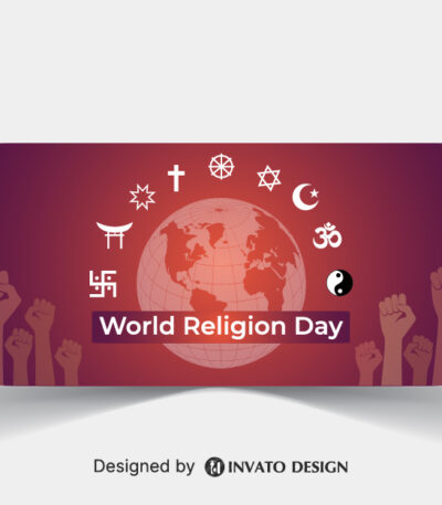 Free World Religion Day social media banner template in vector format featuring harmonious designs, customizable elements, and professional visuals for promoting unity.