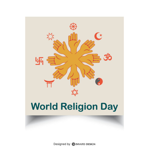 Free World Religion Day social media post template in vector format with harmonious designs, customizable colors, and professional visuals for promoting unity and peace