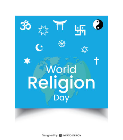 Free World Religion Day social media post template in vector format with harmonious designs, customizable colors, and professional visuals for promoting unity and peace.