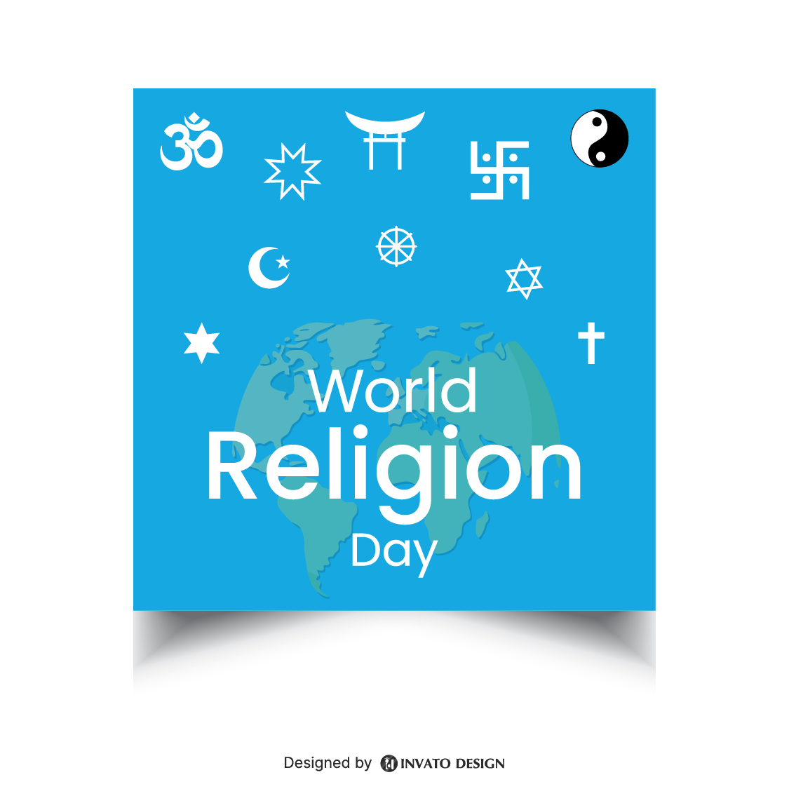 Free World Religion Day social media post template in vector format with harmonious designs, customizable colors, and professional visuals for promoting unity and peace.