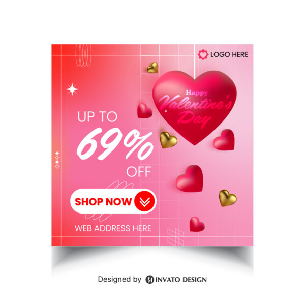 Free Valentine’s Day social media post template in vector format featuring romantic designs, customizable elements, and professional visuals for heartfelt messages